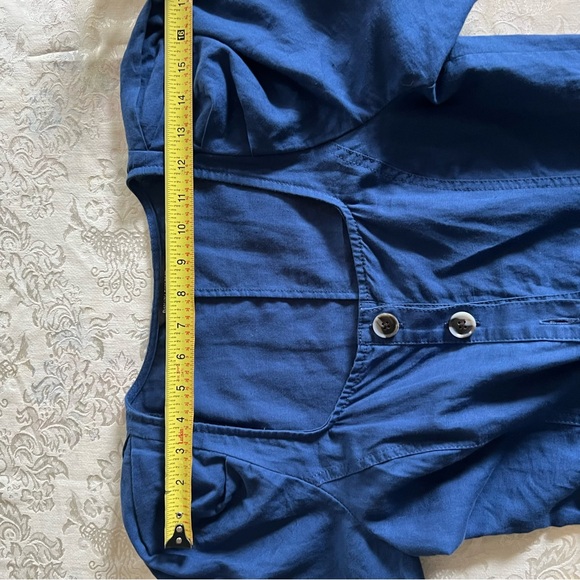 Banana Republic Blue W Sz2 Romper Button  w/Belt Bloom Short sleeves Line Cotton - Picture 11 of 16